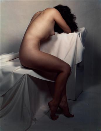(NUDES) A pair of artistic nudes, each featuring a woman posing with draped cloth.